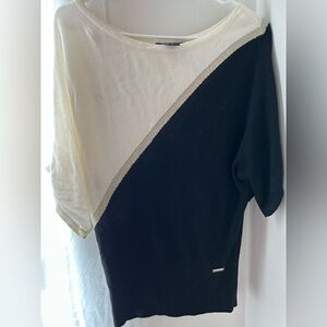 White House Black Market Cream and Black Top